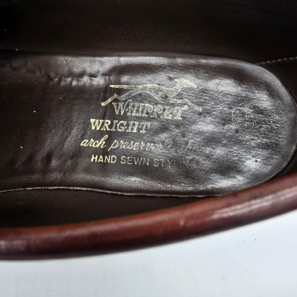 Whippet Wright Shoe Men’s 9.5D Burgundy Arch Preserver Hand Sewn Loafers - Picture 4 of 8